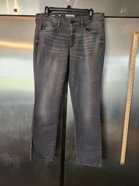 Sonoma Goods for Life Women's Straight Leg Jeans Gray Stretch Denim